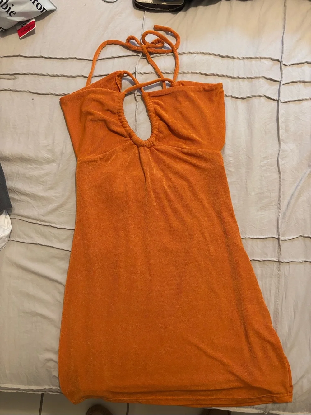 Peppermayo Orange Strappy Keyhole Mini Dress - Picture 4 of 7